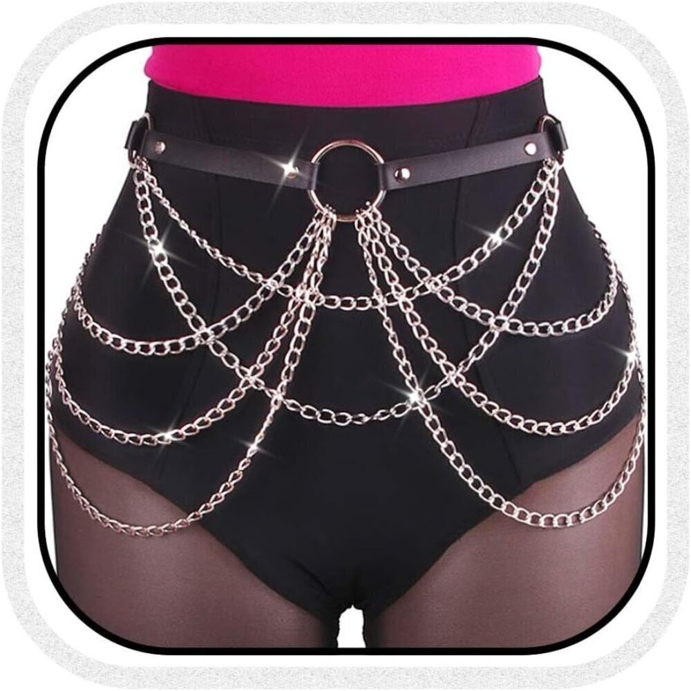 Leather Heart Body Chain Punk Waist Belt Layered Alternative Accessories